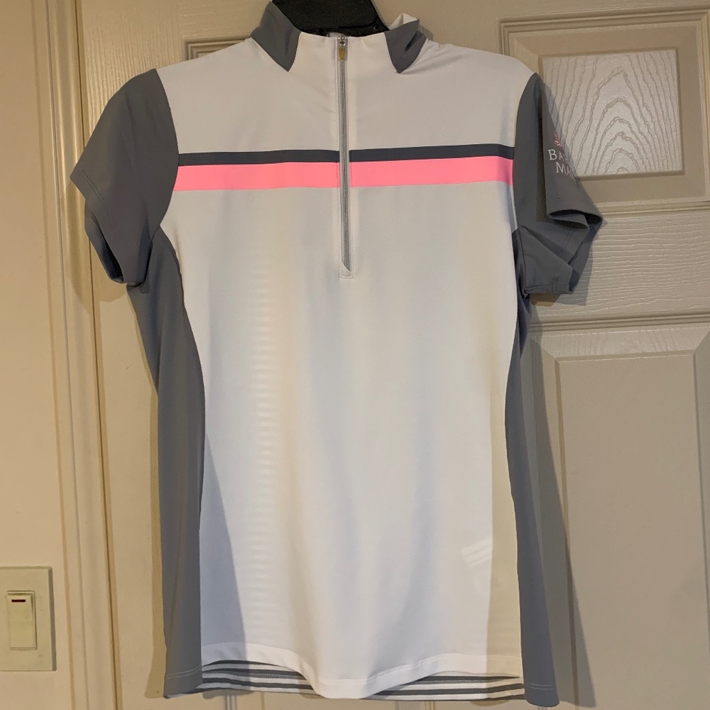 Annika Cutter & Buck White/Gray/ Pink  Golf Top sz M
